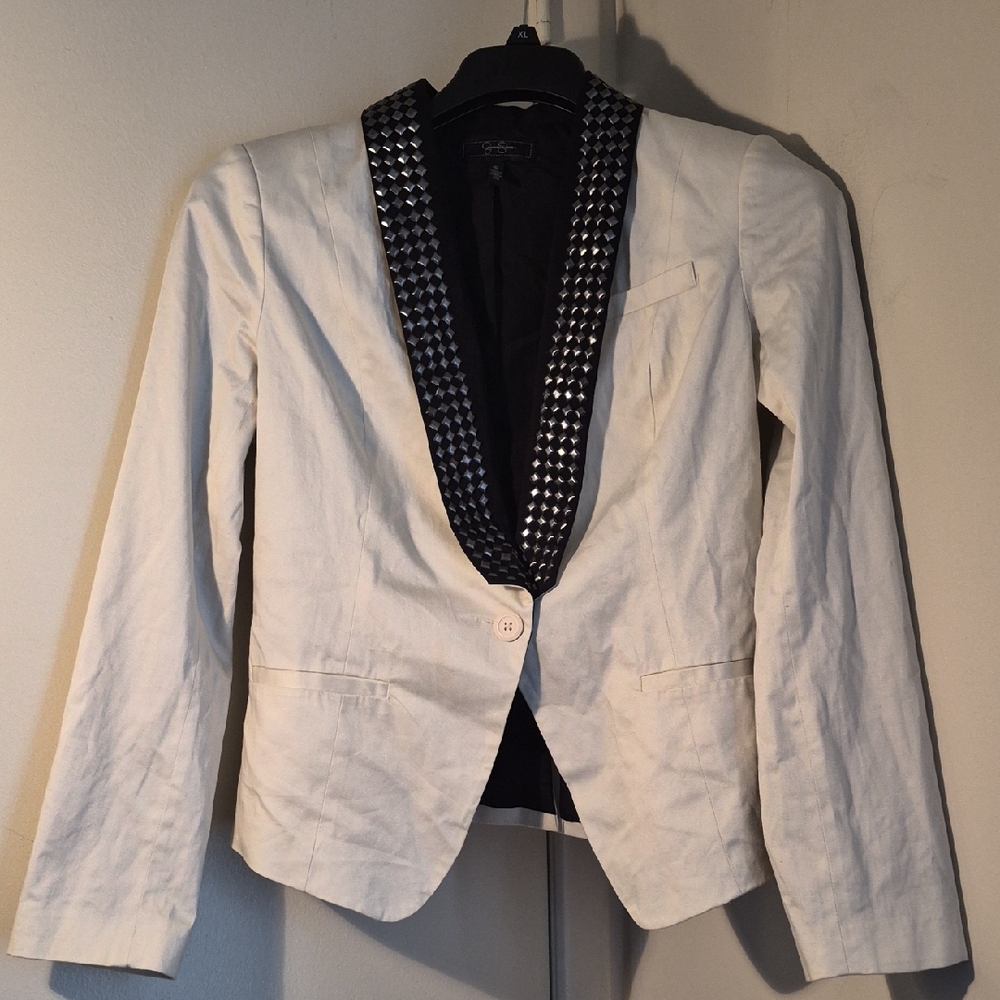 Jessica Simpson Cream Blazer with Black Studded Lapel